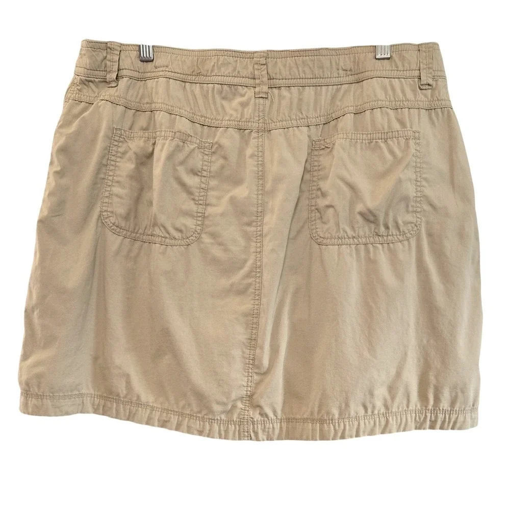 Khaki Cargo Skort Women Drawstring Waist Utility Mini Skirt with Shorts Tan1 14